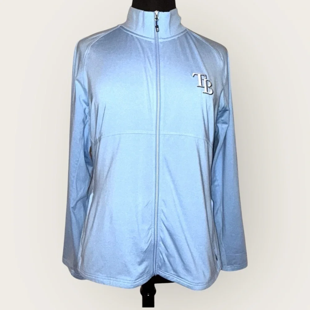 CUTTER & BUCK Tampa Bay Rays Women's Raglan Full-Zip Jacket - Light Blue XXXL